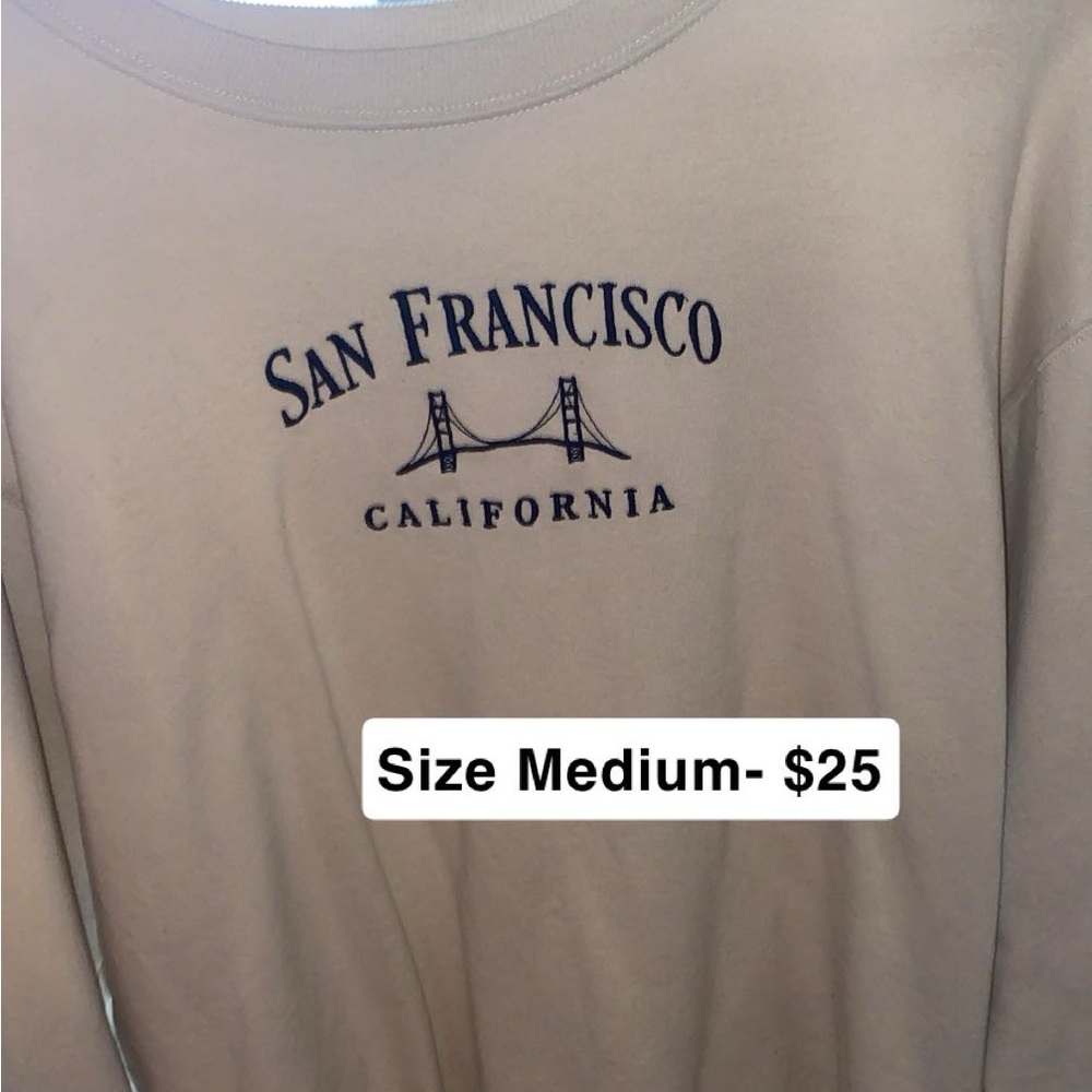 Hollister Cream Sweatshirt with Blue Print